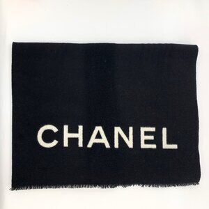 Chanel black cashmere scarf
